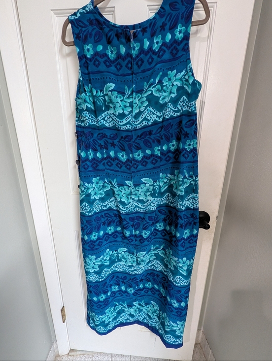 Vintage 90's Sleeveless Blue Floral Maxi Dress - Picture 4 of 7